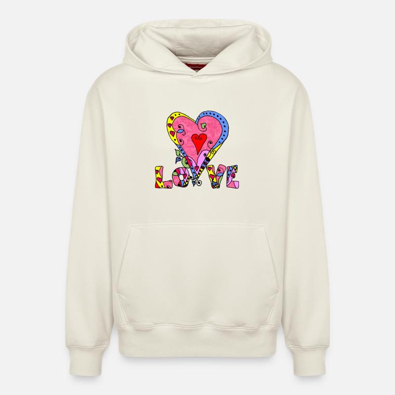 Cœur - Sweat à capuche unisexe décontracté en coton biologique – de SPREAD - blanc cassé