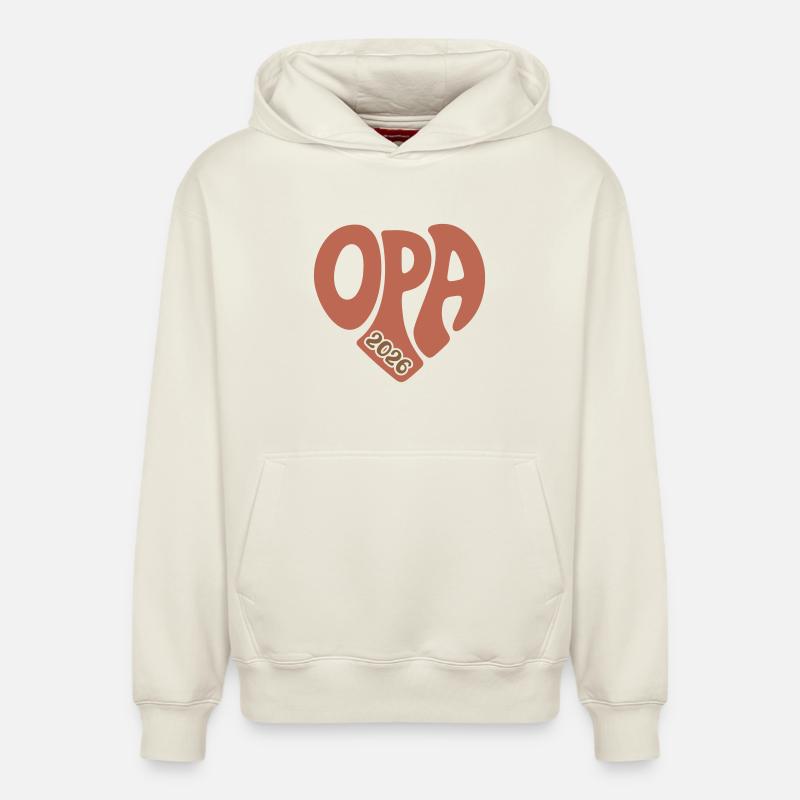 Papy 2026 - Sweat à capuche unisexe décontracté en coton biologique – de SPREAD - blanc cassé