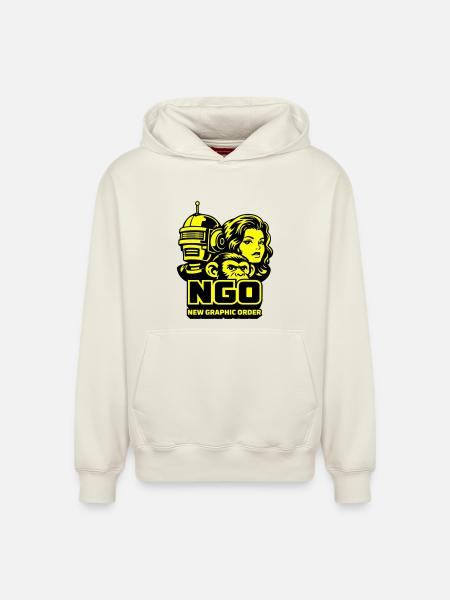 NGO Neon Pop Retro Portraits - Relaxed Unisex Organic Hoodie – by SPREAD - off white