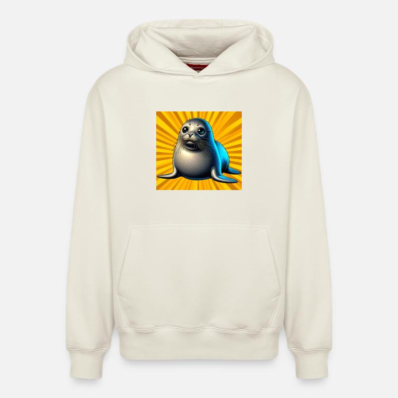 Phoque - Sweat à capuche unisexe décontracté en coton biologique – de SPREAD - blanc cassé