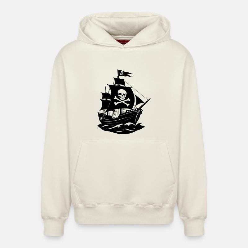 Bateau pirate - Sweat à capuche unisexe décontracté en coton biologique – de SPREAD - blanc cassé