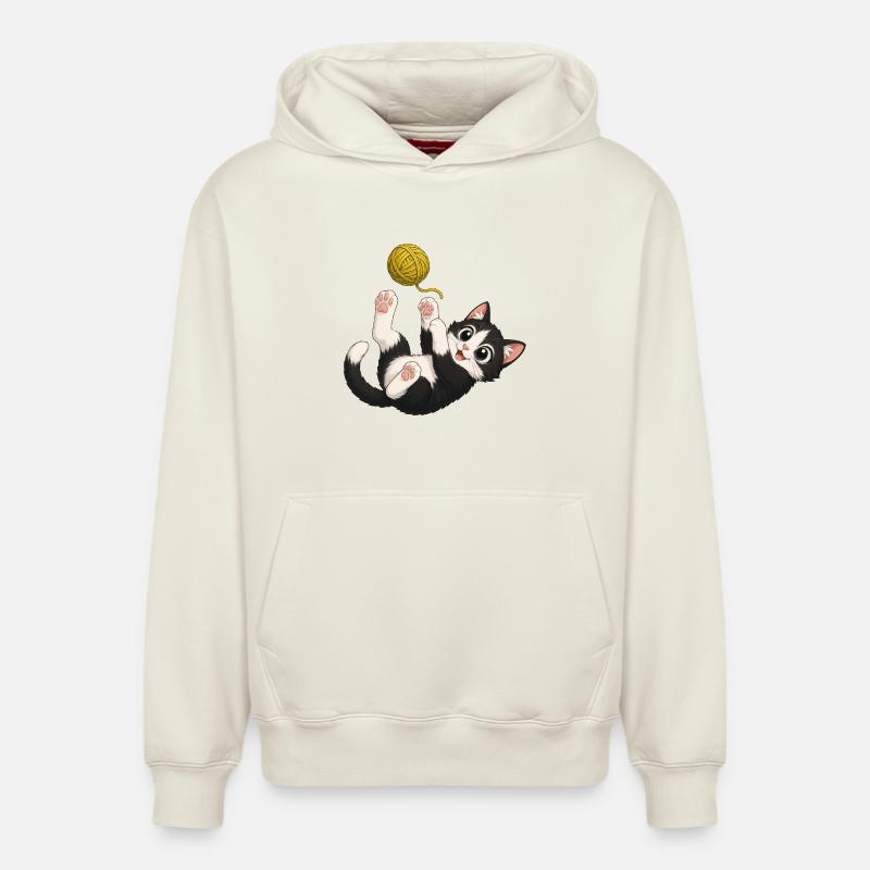 Des jeux de chaton - Sweat à capuche unisexe décontracté en coton biologique – de SPREAD - blanc cassé