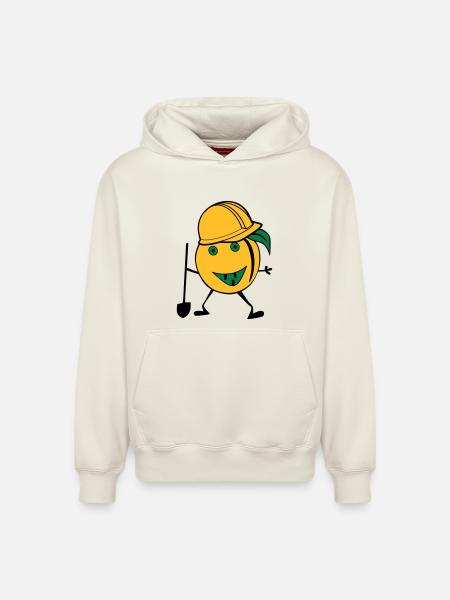 orange construction worker - Relaxed Unisex Organic Hoodie – by SPREAD - off white