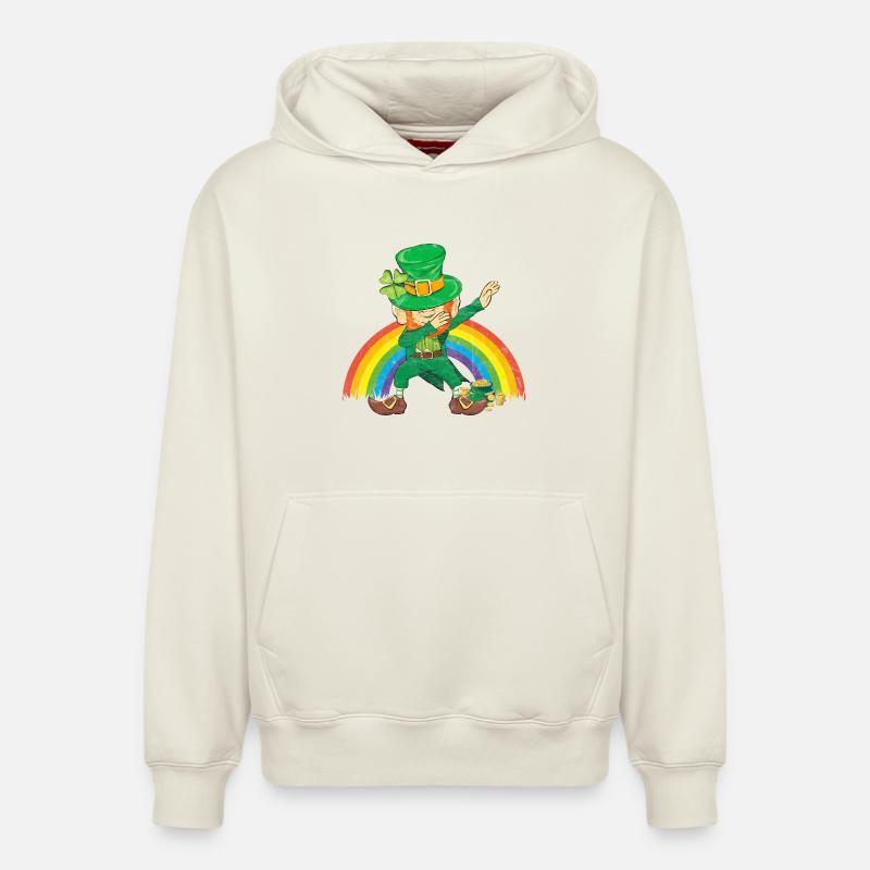 Lutin, Dancing Dabbing, Arc-en-ciel - Sweat à capuche unisexe décontracté en coton biologique – de SPREAD - blanc cassé