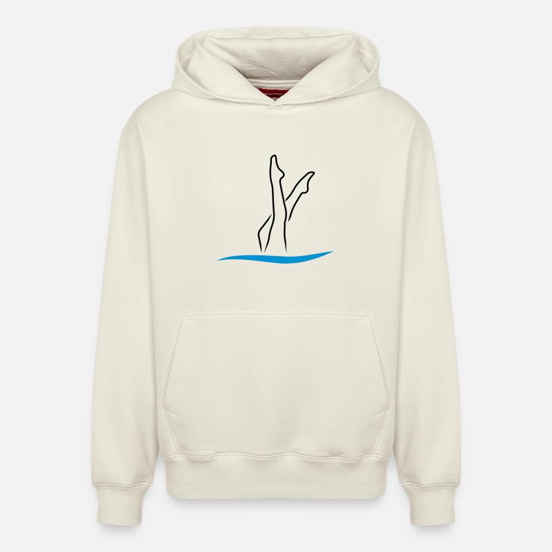 Nage synchrone - Sweat à capuche unisexe décontracté en coton biologique – de SPREAD - blanc cassé