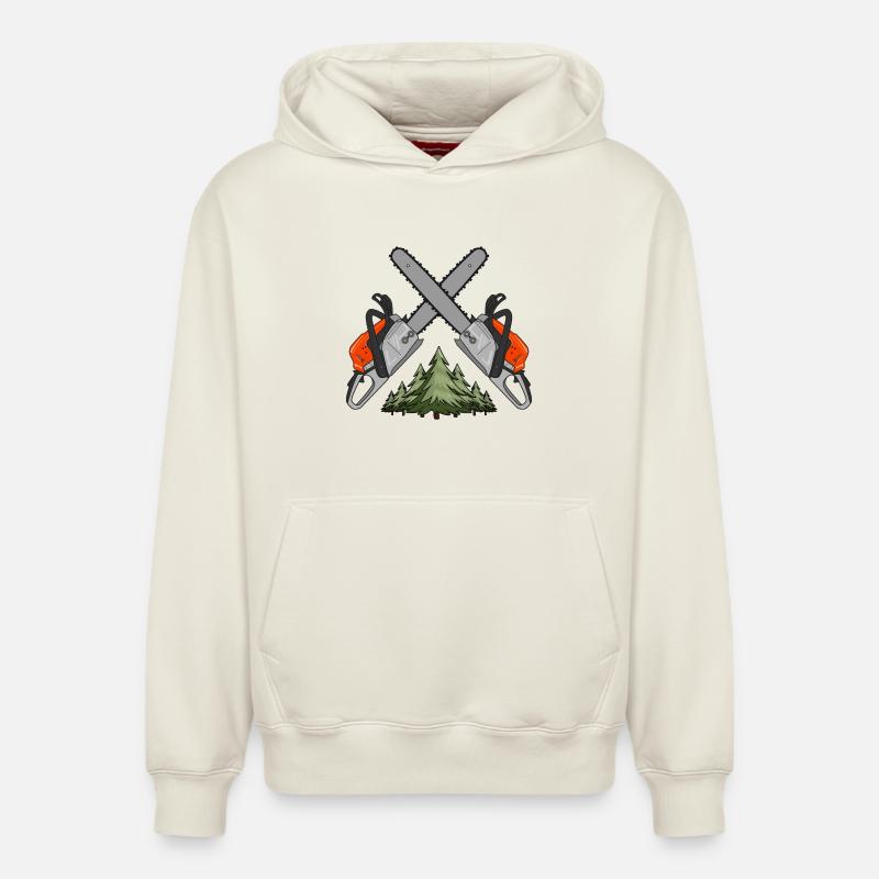 Tronçonneuse Cross Forest - Sweat à capuche unisexe décontracté en coton biologique – de SPREAD - blanc cassé