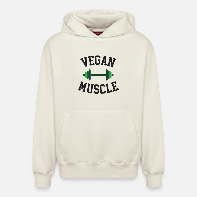 Muscle végétalien - Sweat à capuche unisexe décontracté en coton biologique – de SPREAD - blanc cassé