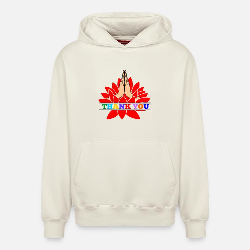 Merci namaste - Sweat à capuche unisexe décontracté en coton biologique – de SPREAD - blanc cassé
