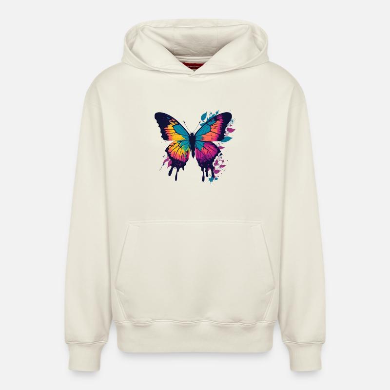 Papillon - Sweat à capuche unisexe décontracté en coton biologique – de SPREAD - blanc cassé
