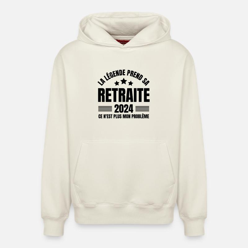 retraite, retraite 2024, retraité, retraitée - Sweat à capuche unisexe décontracté en coton biologique – de SPREAD - blanc cassé