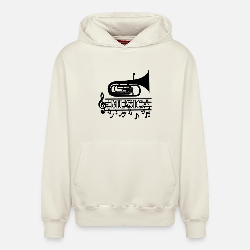 Logo de musique baryton - Sweat à capuche unisexe décontracté en coton biologique – de SPREAD - blanc cassé