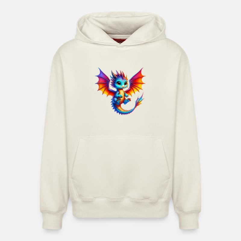 Dragon - Sweat à capuche unisexe décontracté en coton biologique – de SPREAD - blanc cassé
