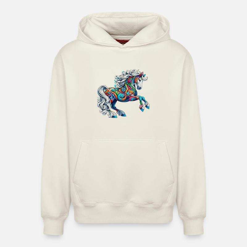 Cheval - Sweat à capuche unisexe décontracté en coton biologique – de SPREAD - blanc cassé