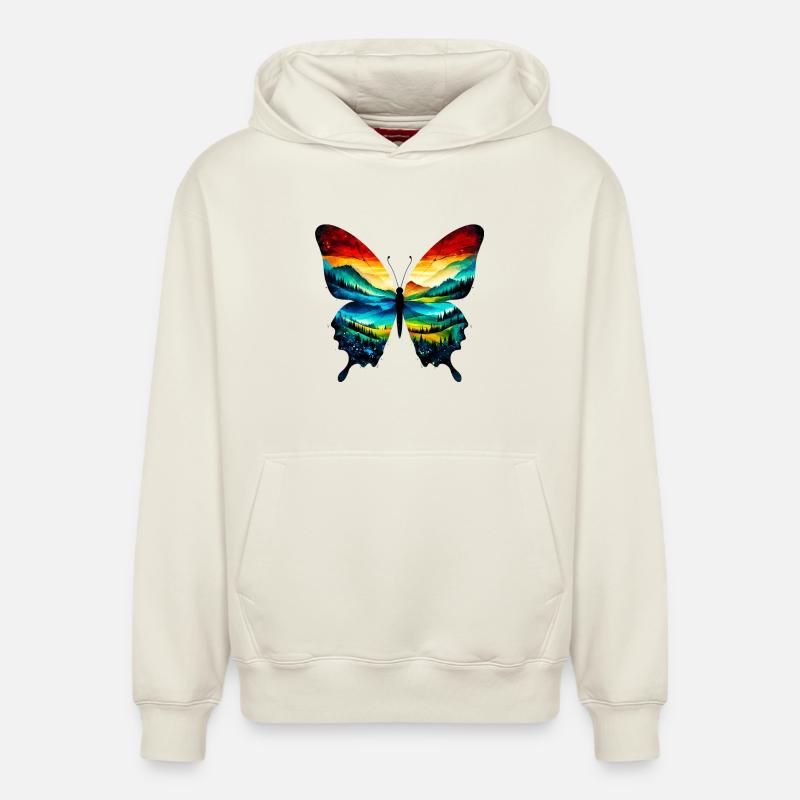 Papillon - Sweat à capuche unisexe décontracté en coton biologique – de SPREAD - blanc cassé