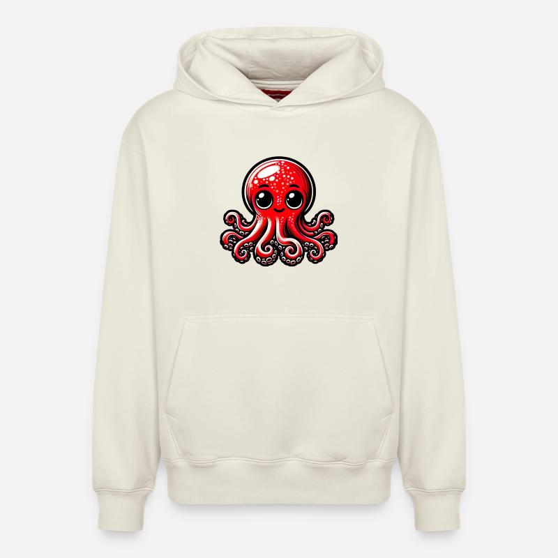 Pieuvre - Sweat à capuche unisexe décontracté en coton biologique – de SPREAD - blanc cassé