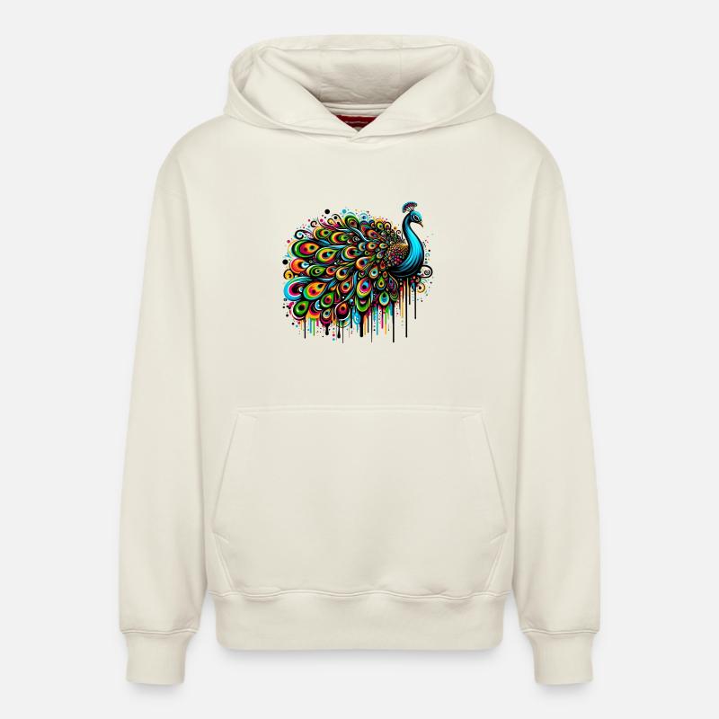 Paon - Sweat à capuche unisexe décontracté en coton biologique – de SPREAD - blanc cassé