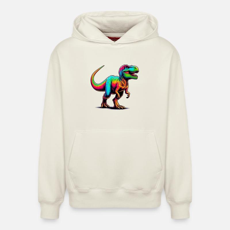 Dinosaure - Sweat à capuche unisexe décontracté en coton biologique – de SPREAD - blanc cassé