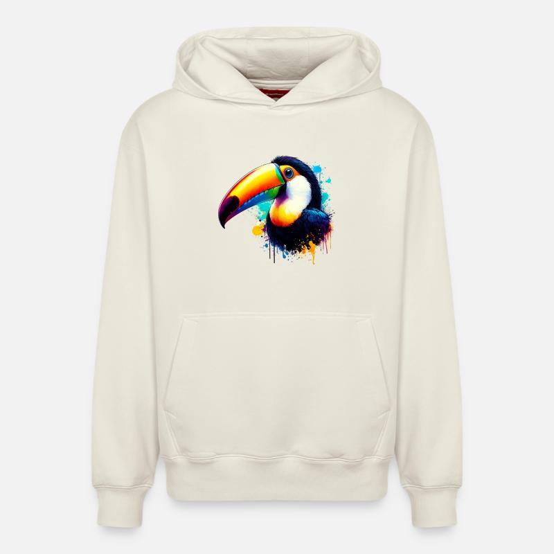 Toucan - Sweat à capuche unisexe décontracté en coton biologique – de SPREAD - blanc cassé