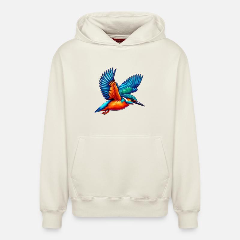 Martin-pêcheur - Sweat à capuche unisexe décontracté en coton biologique – de SPREAD - blanc cassé