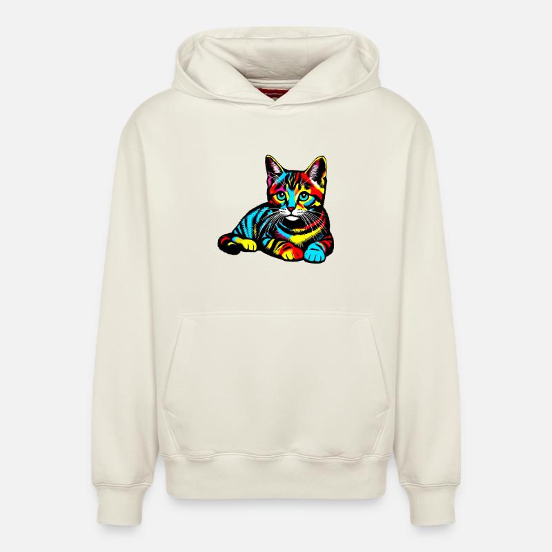 Chat - Sweat à capuche unisexe décontracté en coton biologique – de SPREAD - blanc cassé
