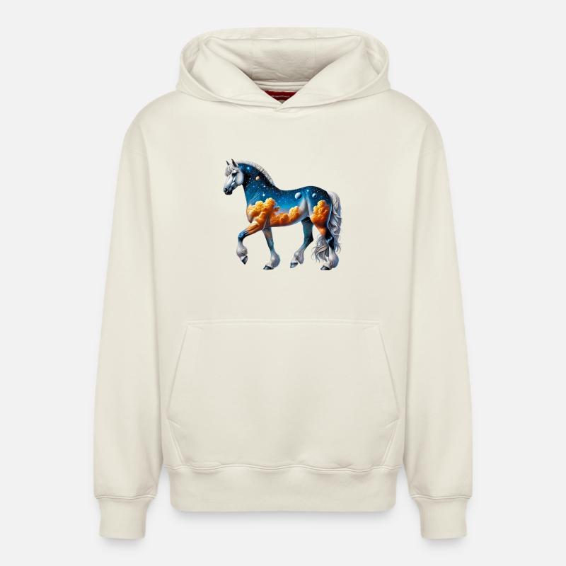 Cheval - Sweat à capuche unisexe décontracté en coton biologique – de SPREAD - blanc cassé
