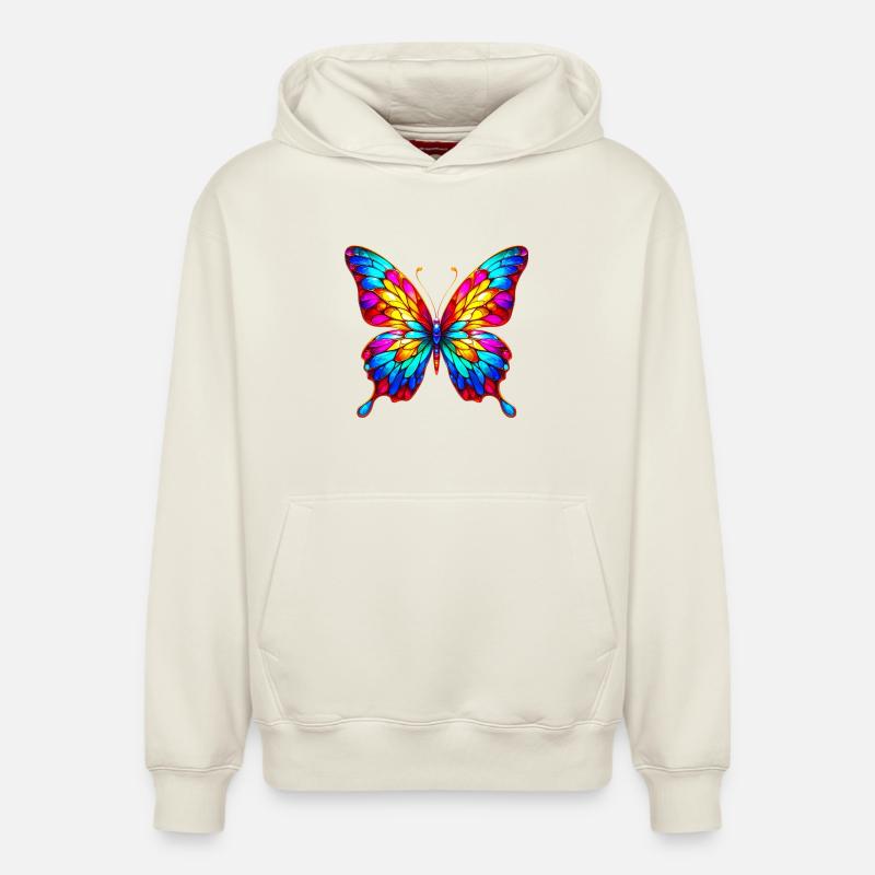 Papillon - Sweat à capuche unisexe décontracté en coton biologique – de SPREAD - blanc cassé