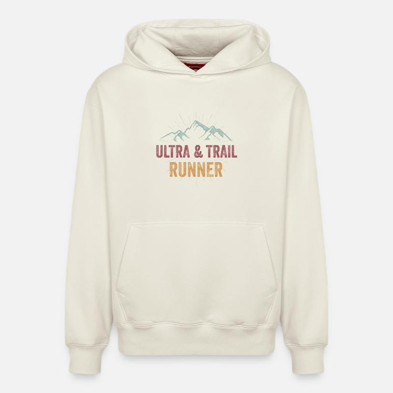 Ultra & Trail Runner - Sweat à capuche unisexe décontracté en coton biologique – de SPREAD - blanc cassé