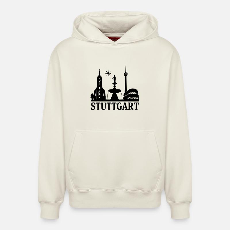 Stuttgart Silhouette Landmark - Sweat à capuche unisexe décontracté en coton biologique – de SPREAD - blanc cassé