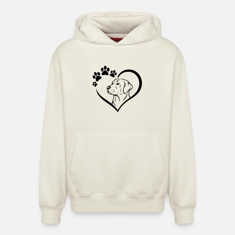 Dessin du Labrador Retriever - Sweat à capuche unisexe décontracté en coton biologique – de SPREAD - blanc cassé