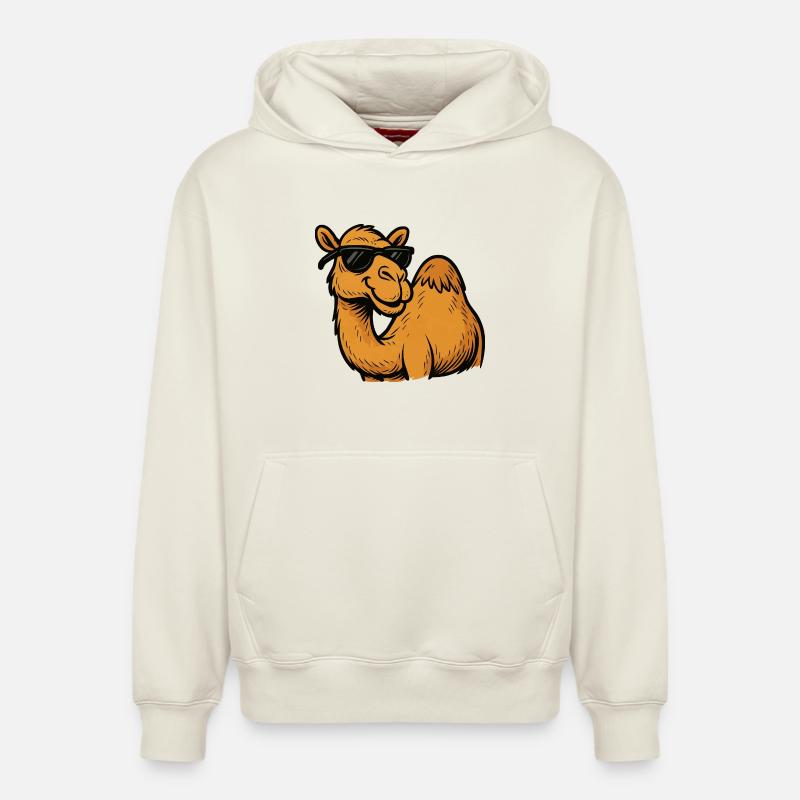 Kamel mit Sonnenbrille - Relaxed Unisex Organic Hoodie – von SPREAD - Naturweiß