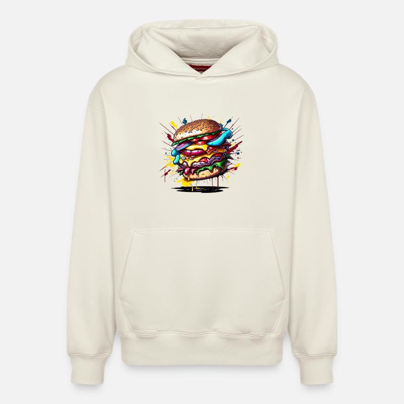 Hamburger Graffiti Farbexplosion - Relaxed Unisex Organic Hoodie – von SPREAD - Naturweiß