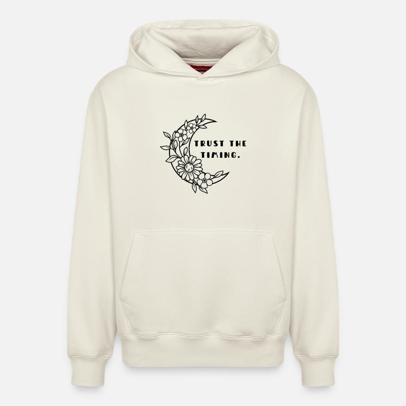 FAITES CONFIANCE AU TIMING. - Sweat à capuche unisexe décontracté en coton biologique – de SPREAD - blanc cassé
