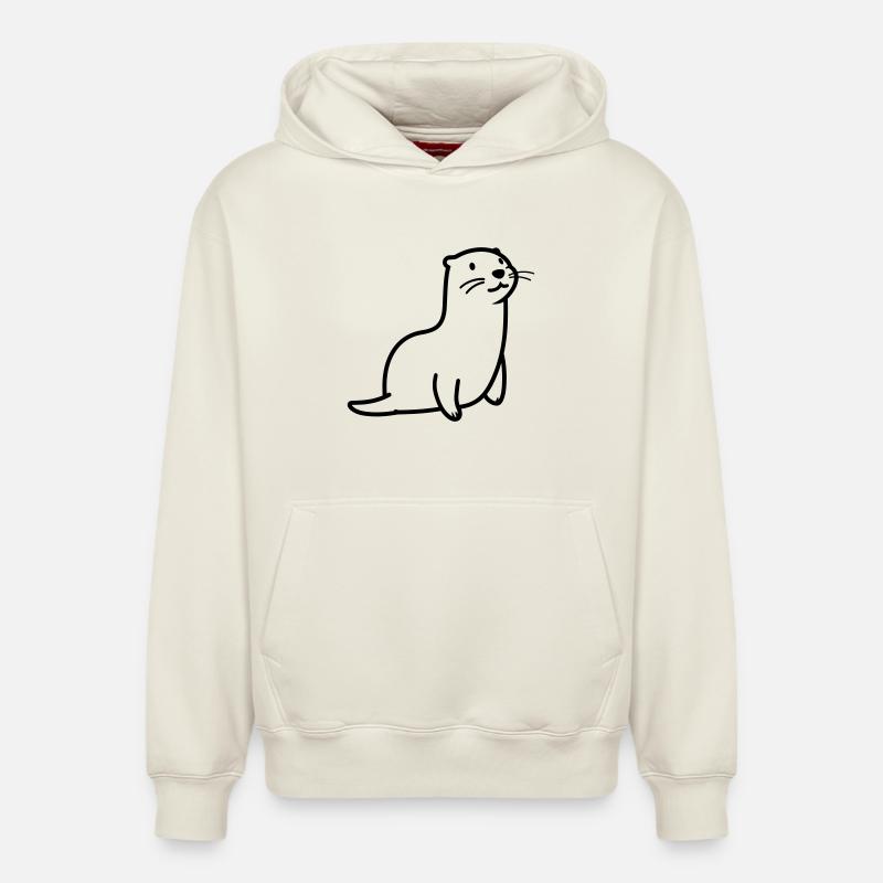 loutre - Sweat à capuche unisexe décontracté en coton biologique – de SPREAD - blanc cassé