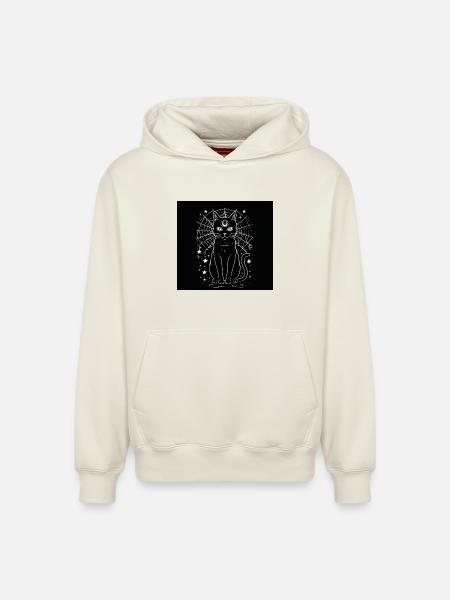 Magic Cat und Crescent Moon – Hexen-Goth - Relaxed Unisex Organic Hoodie – von SPREAD - Naturweiß