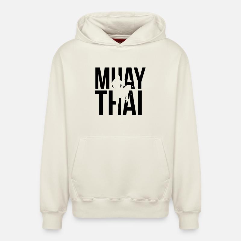 muay thai - Sweat à capuche unisexe décontracté en coton biologique – de SPREAD - blanc cassé