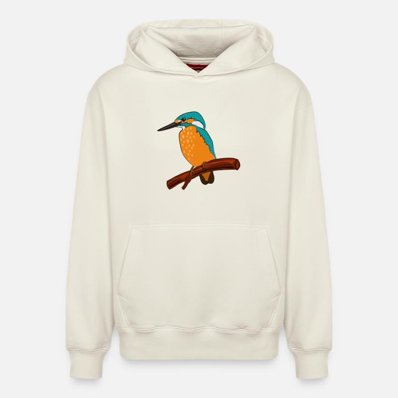 martin-pêcheur - Sweat à capuche unisexe décontracté en coton biologique – de SPREAD - blanc cassé