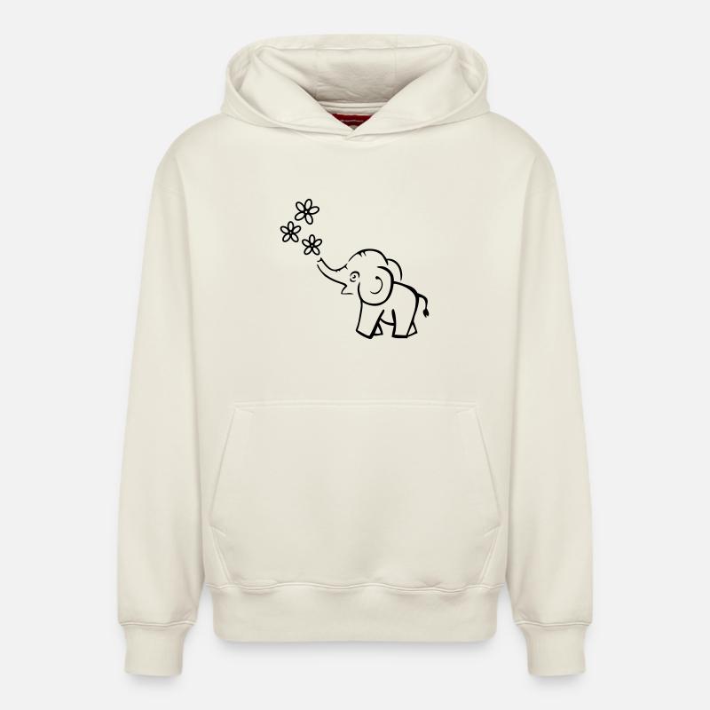 elephant - Sweat à capuche unisexe décontracté en coton biologique – de SPREAD - blanc cassé