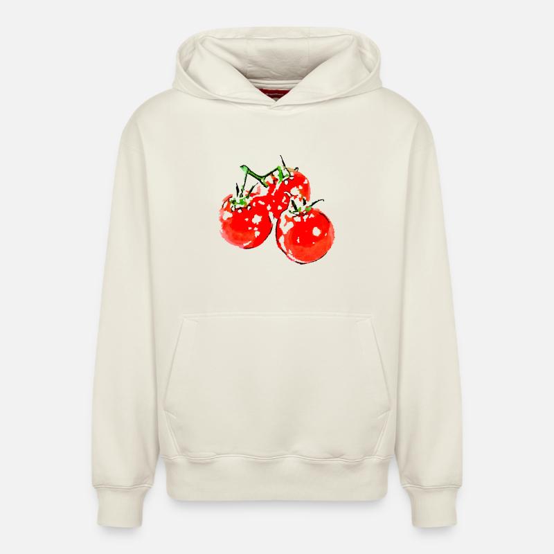 la tomate - Sweat à capuche unisexe décontracté en coton biologique – de SPREAD - blanc cassé