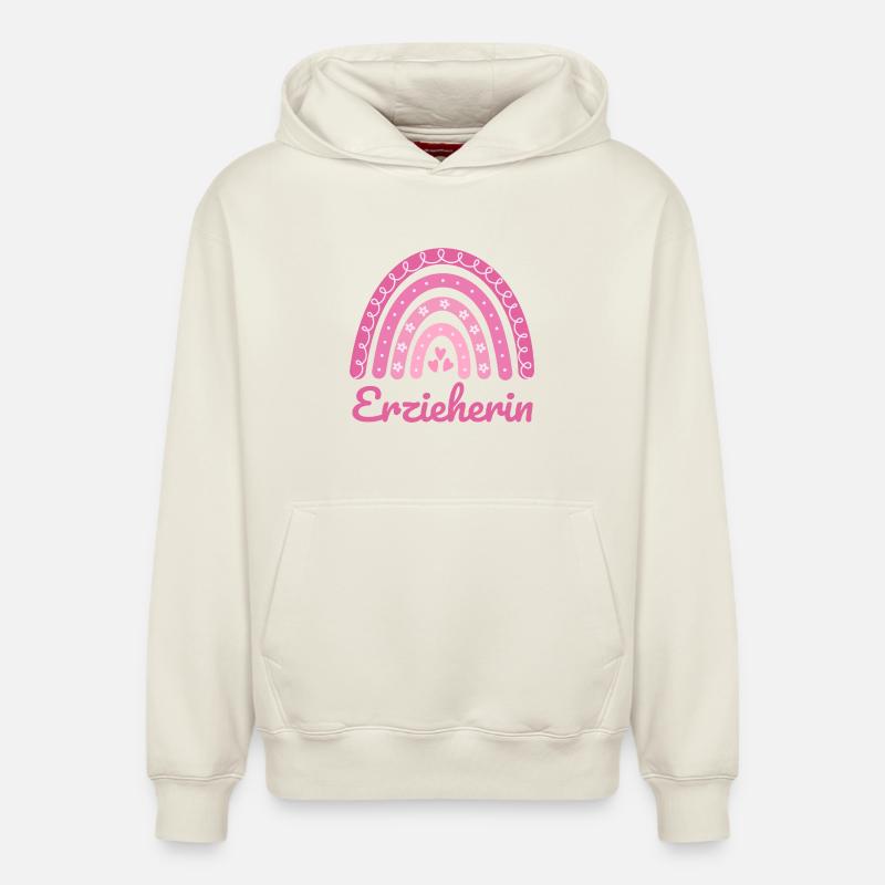 Institutrice de maternelle Regenbogen - Sweat à capuche unisexe décontracté en coton biologique – de SPREAD - blanc cassé