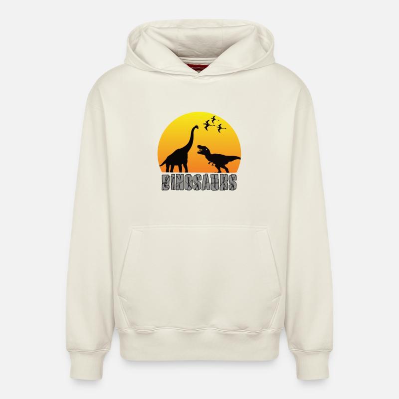 dinosaure - Sweat à capuche unisexe décontracté en coton biologique – de SPREAD - blanc cassé