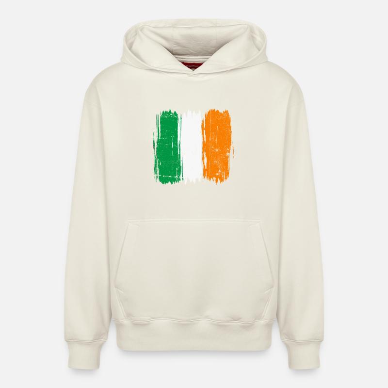 Drapeau italien coups de pinceau - Sweat à capuche unisexe décontracté en coton biologique – de SPREAD - blanc cassé