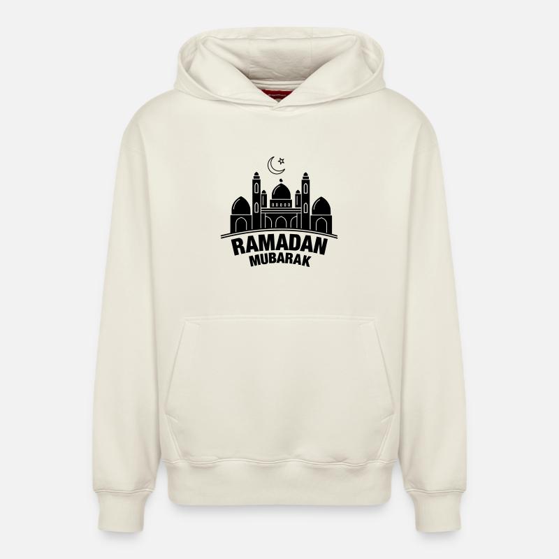 Ramadan Moubarak - Sweat à capuche unisexe décontracté en coton biologique – de SPREAD - blanc cassé