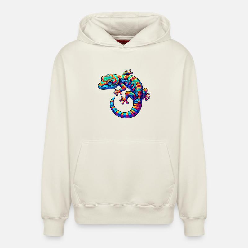 Gecko - Sweat à capuche unisexe décontracté en coton biologique – de SPREAD - blanc cassé