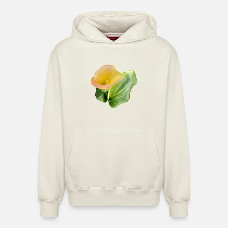 LYS CALLA JAUNE - Sweat à capuche unisexe décontracté en coton biologique – de SPREAD - blanc cassé