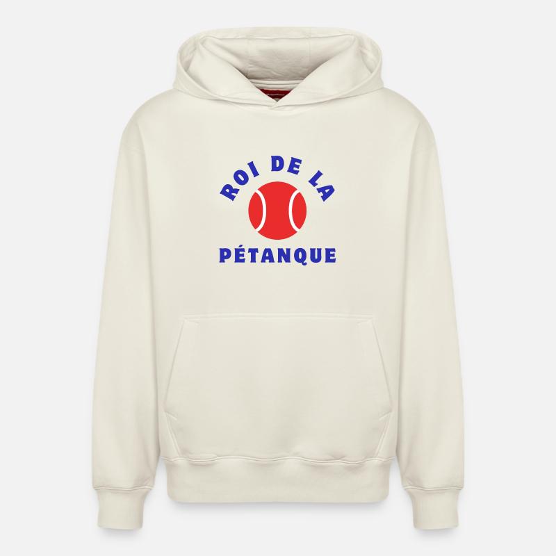 Roi De La Pétanque - Sweat à capuche unisexe décontracté en coton biologique – de SPREAD - blanc cassé