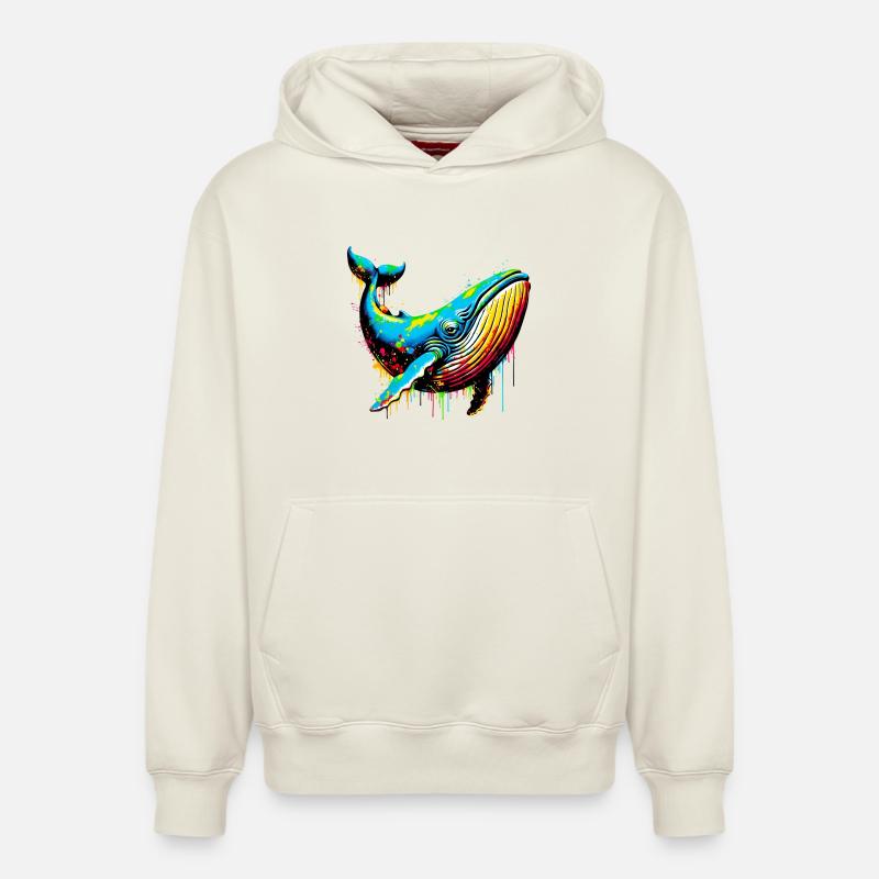 Baleine - Sweat à capuche unisexe décontracté en coton biologique – de SPREAD - blanc cassé