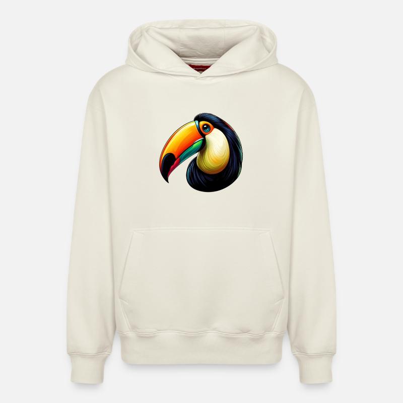 Toucan - Sweat à capuche unisexe décontracté en coton biologique – de SPREAD - blanc cassé