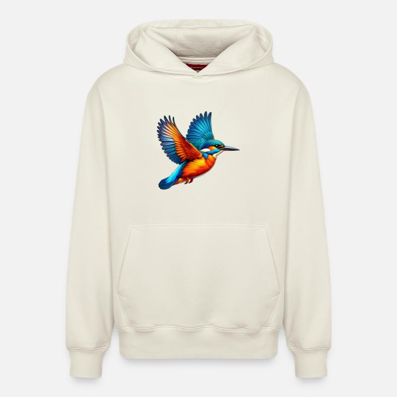 Martin-pêcheur - Sweat à capuche unisexe décontracté en coton biologique – de SPREAD - blanc cassé