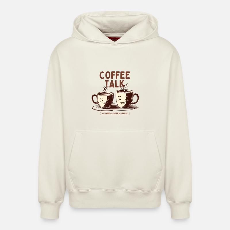 Coffee Addict – Coffee Lover Design - Sweat à capuche unisexe décontracté en coton biologique – de SPREAD - blanc cassé