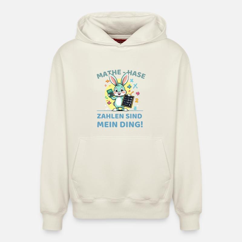 Math bunny with calculation task - Relaxed Unisex Organic Hoodie – by SPREAD - off white
